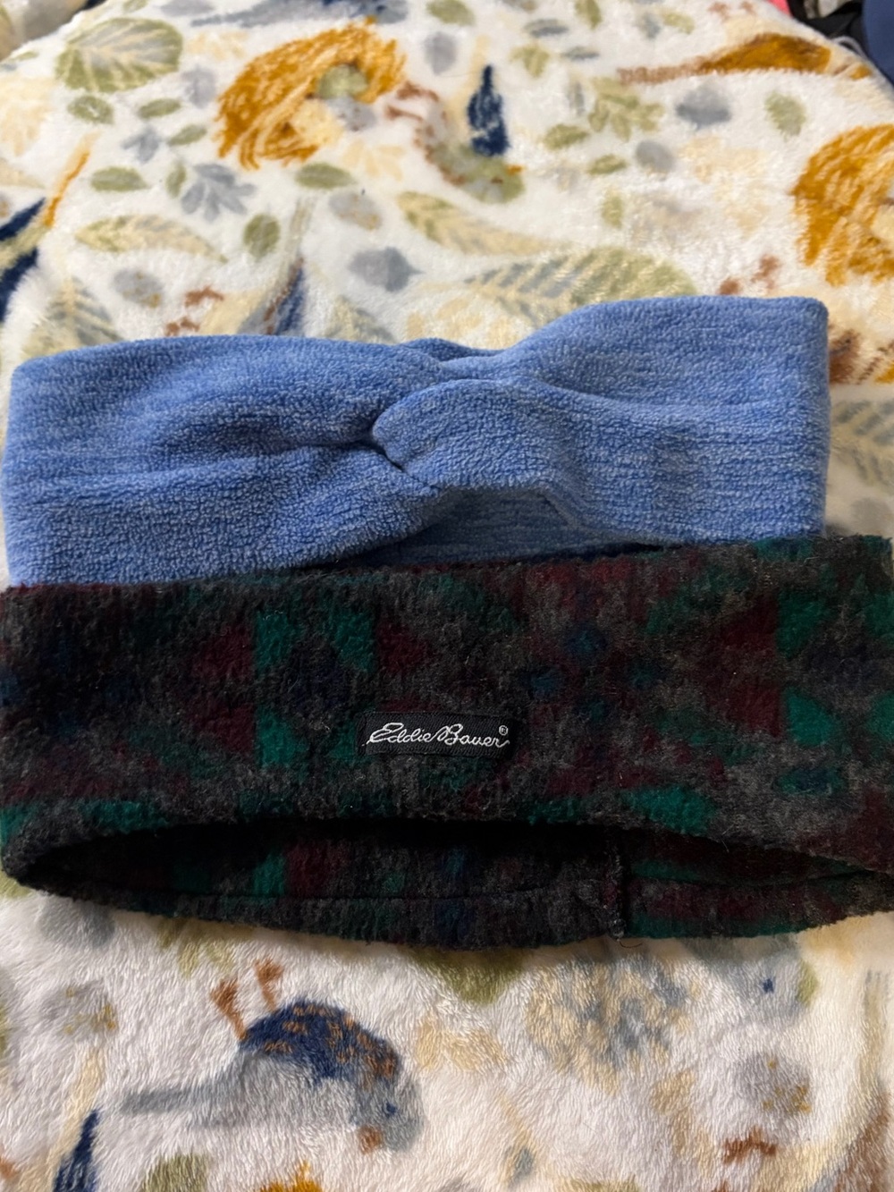Eddie Bauer Headbands Set - Light Blue & Dark Green Plaid